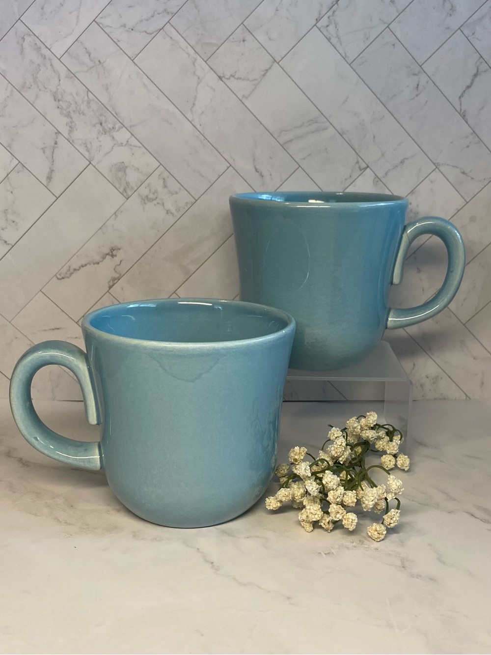 2 HTF Franciscan Blue Dawn Mugs *Rare*